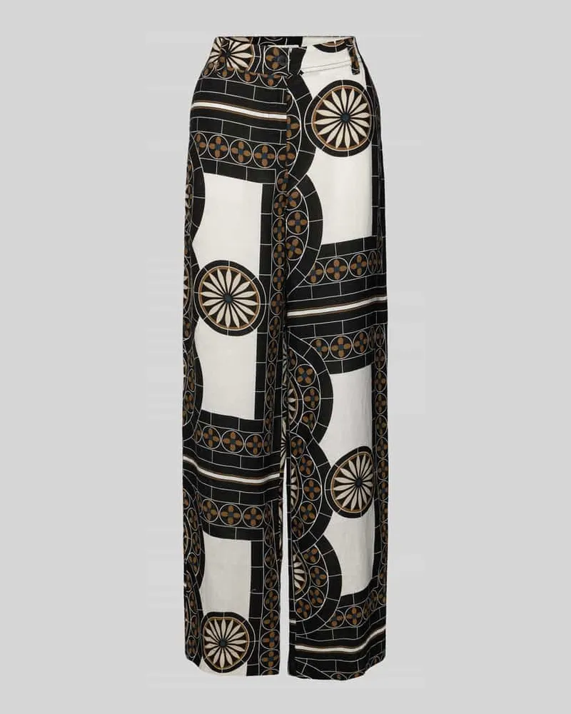 Marc O'Polo Loose Fit Leinenhose mit Allover-Muster Black