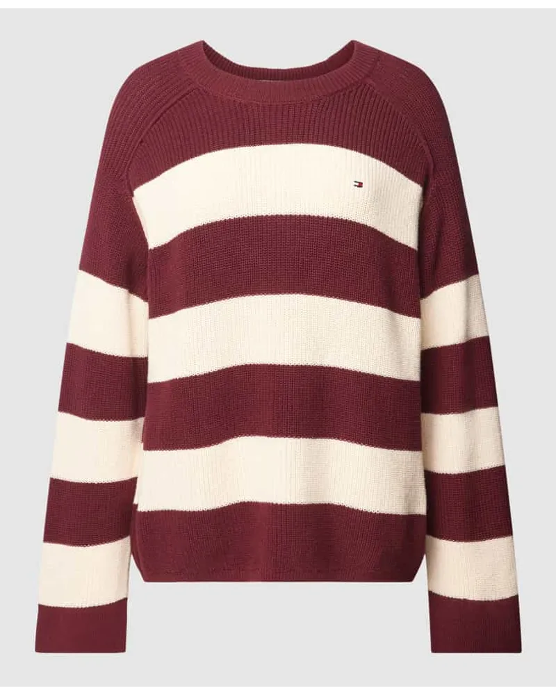 Tommy Hilfiger Strickpullover mit Logo-Stitching Bordeaux