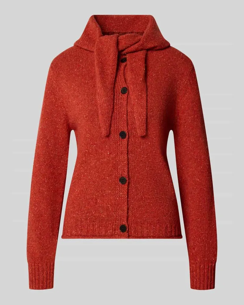 Stefanel Regular Fit Strickjacke aus Woll-Mix mit Seiden-Anteil Hellrot