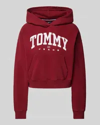 Tommy Hilfiger Cropped Hoodie mit Label-Print Modell 'VARSITY Bordeaux