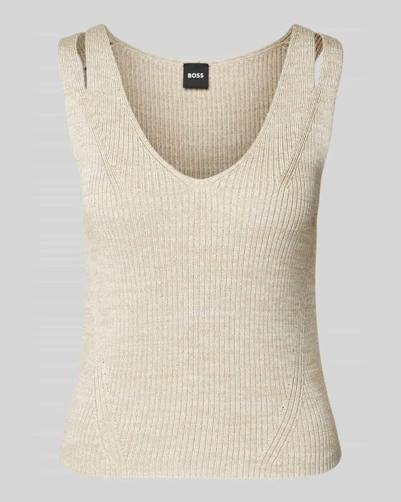 HUGO BOSS Stricktop mit Cut Outs Modell 'Flani Beige
