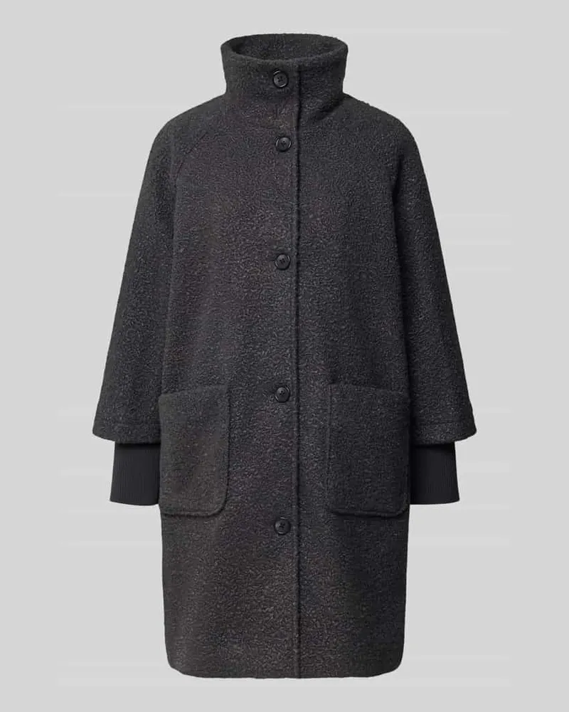 Tom Tailor Teddymantel mit hohem Stehkragen Black