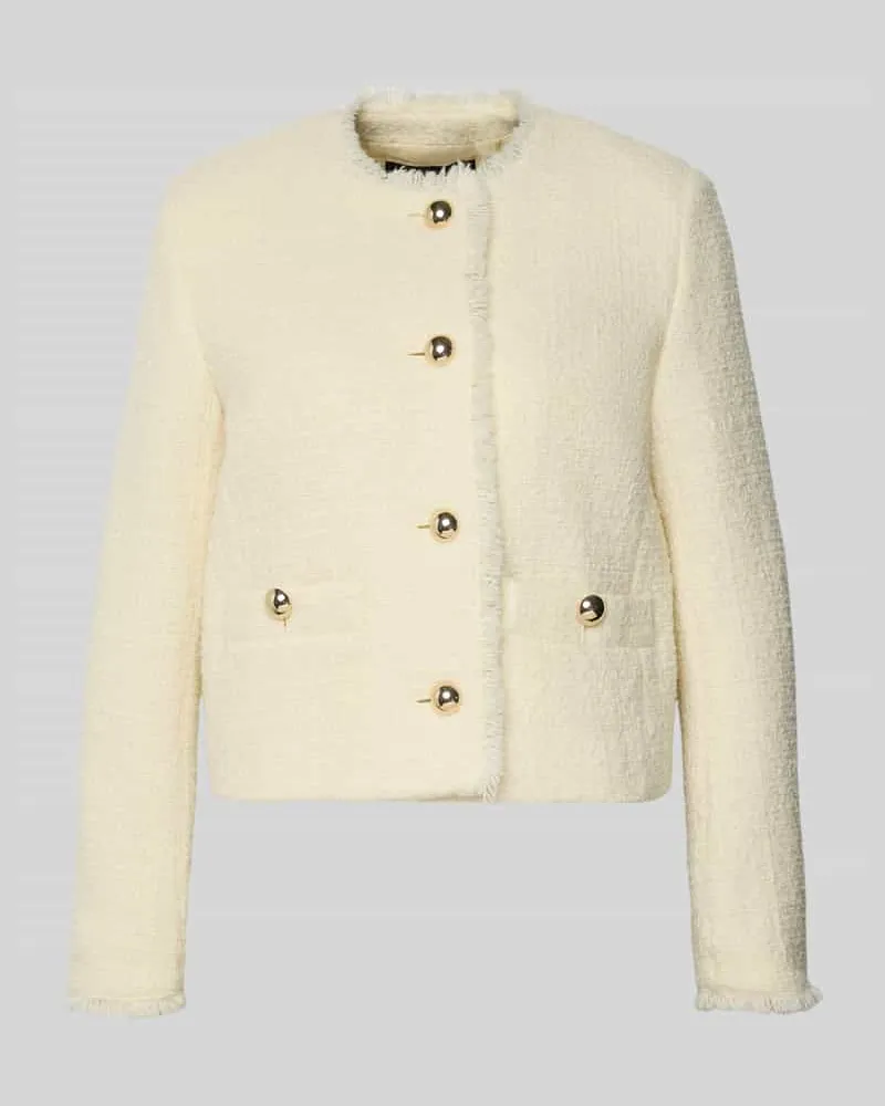 Max Mara Slim Fit Kurzblazer aus Schurwoll-Mix Modell 'AGAMI Offwhite