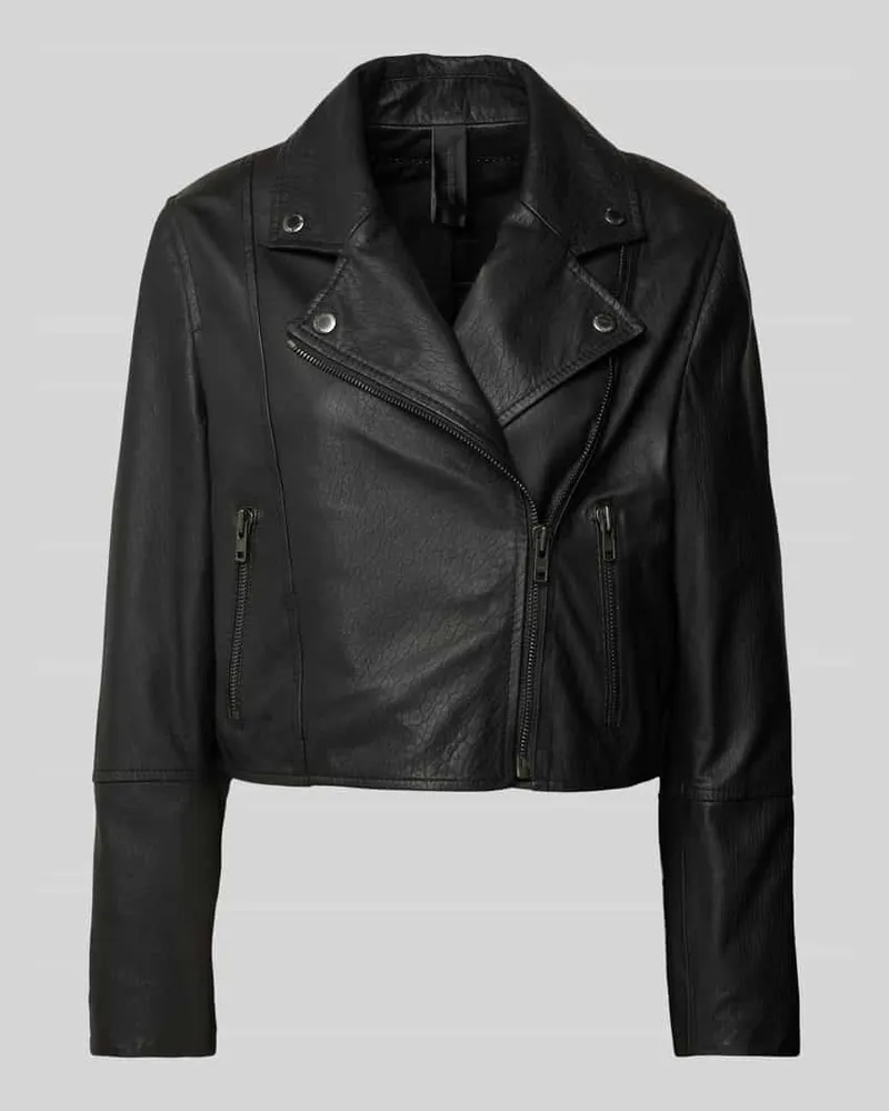 Drykorn Regular Fit Lederjacke mit Reißverschlusstaschen Black