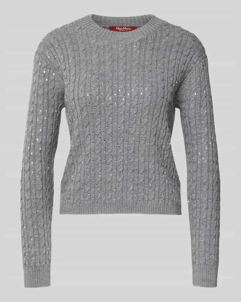 Max Mara Slim Fit Strickpullover aus reiner Schurwolle Modell 'USSURI Mittelgrau