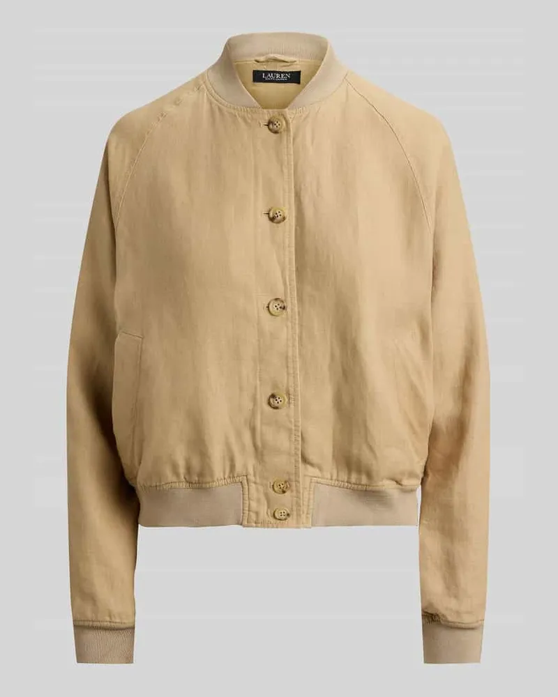 Ralph Lauren Regular Fit Bomberjacke aus reinem Leinen Mittelbraun