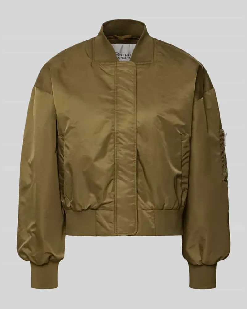 My Essential Wardrobe Regular Fit Bomberjacke mit Stehkragen Modell 'Helga Oliv