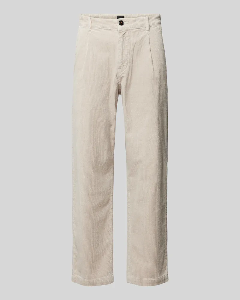 HUGO BOSS Relaxed Fit Cordhose mit Bundfalten Modell 'Chino-Shyne Sand