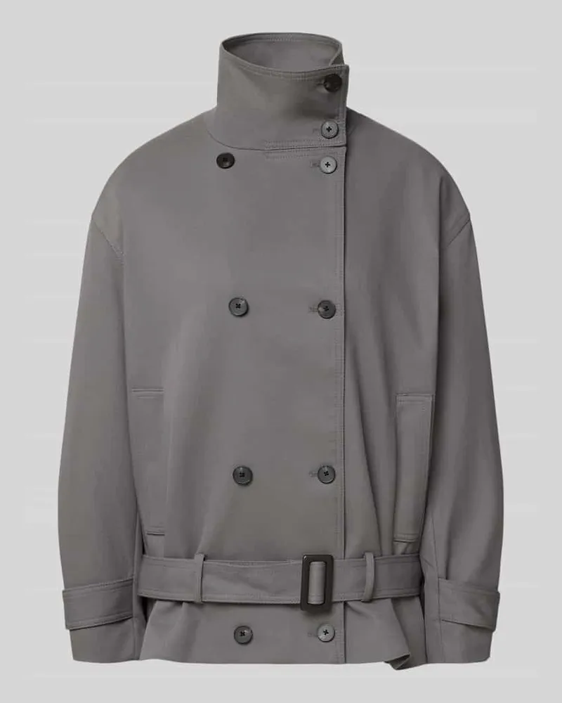 Mango Trenchcoat mit Stehkragen Modell 'DARIO Mittelgrau