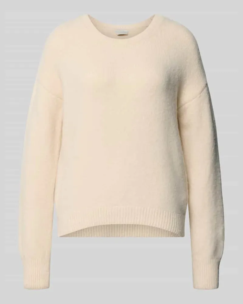 Milano Italy Oversized Fit Strickpullover mit Rundhalsausschnitt Sand