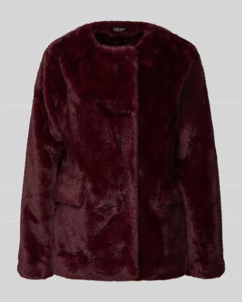 Ralph Lauren Jacke aus Kunstfell mit Pattentaschen Bordeaux