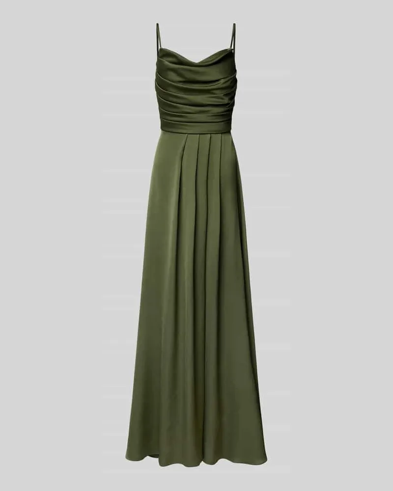 TROYDEN Abendkleid mit Wasserfall-Ausschnitt Oliv