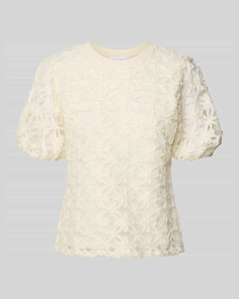 Rich&Royal Blusenshirt mit Stitchings und Puffärmeln Ecru