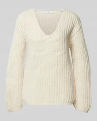 Lanius Strickpullover mit V-Ausschnitt Offwhite