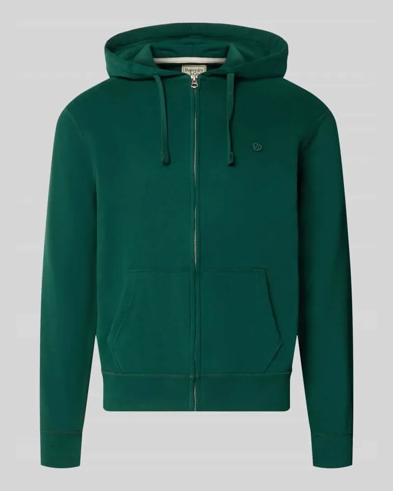 Superdry. Regular Fit Sweatjacke aus Baumwoll-Mix mit Label-Detail Dunkelgruen