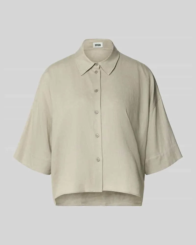 Drykorn Relaxed Fit Bluse aus Leinen-Viskose-Mix Hellgruen