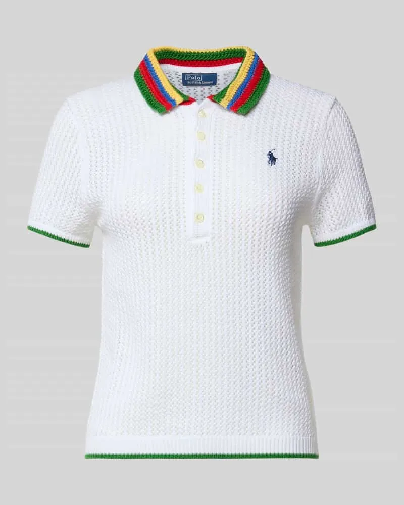 Ralph Lauren Regular Fit Strick-Poloshirt aus Baumwoll-Mix Weiss