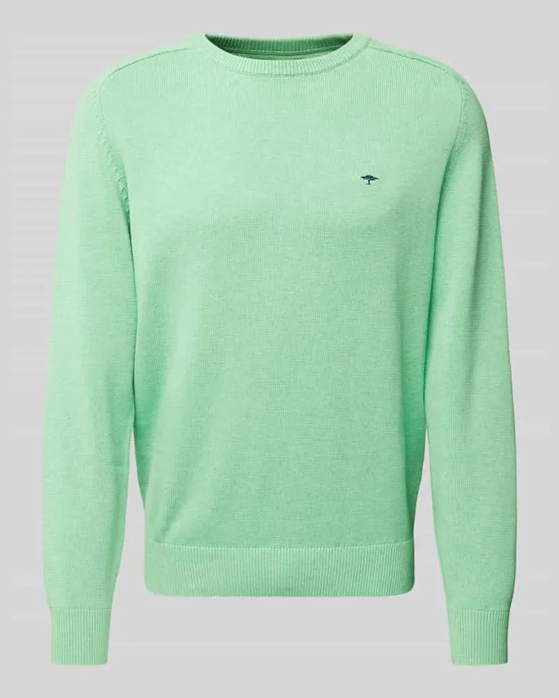 Fynch-Hatton Strickpullover mit Logo-Stitching Hellgruen