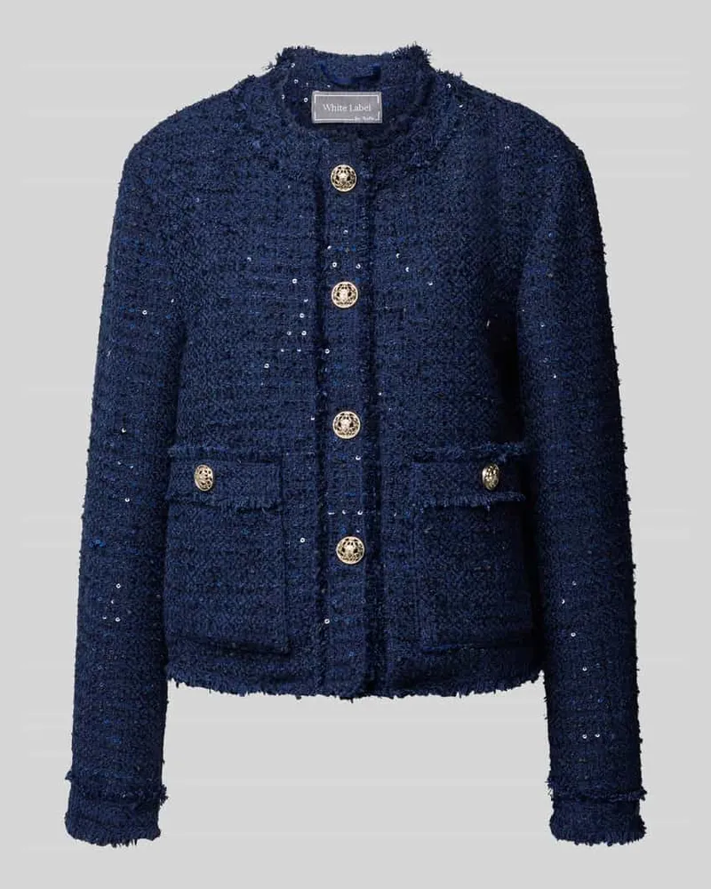 White Label Blazer in Bouclé-Optik mit Knopfleiste Dunkelblau