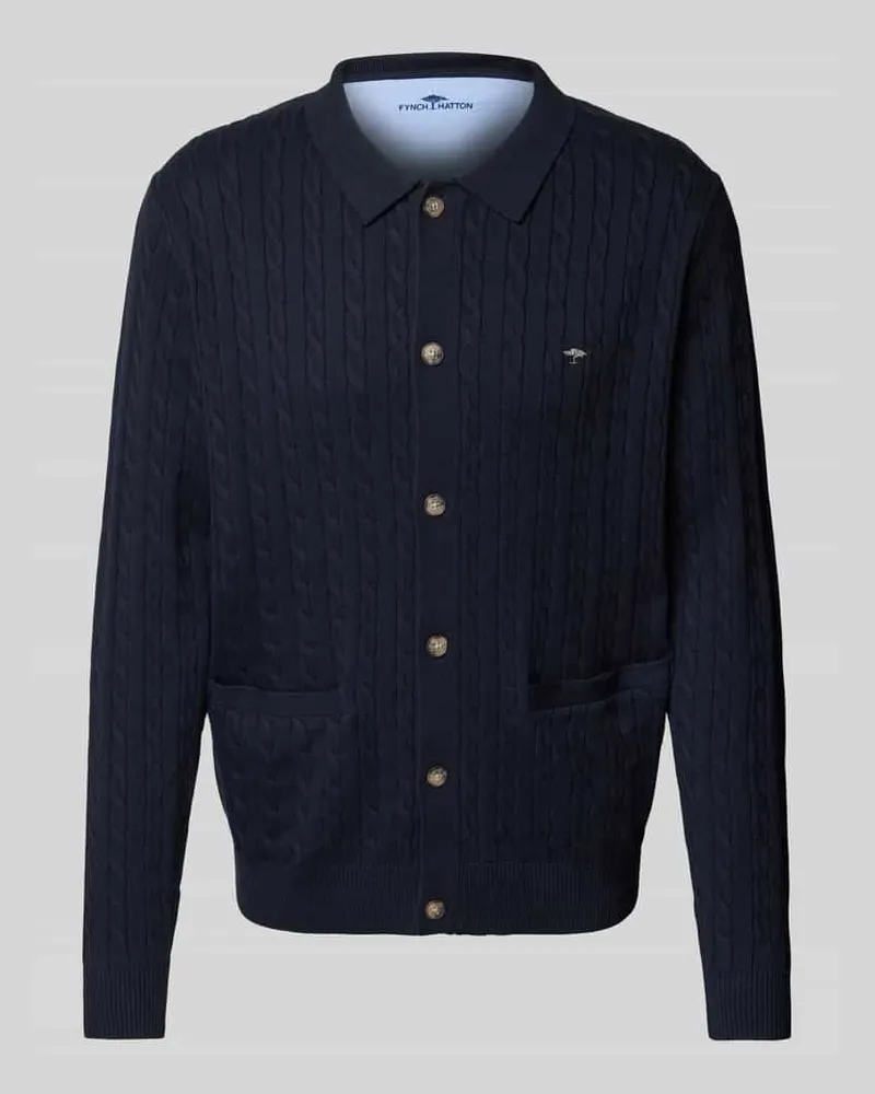 Fynch-Hatton Cardigan mit Zopfmuster Marine