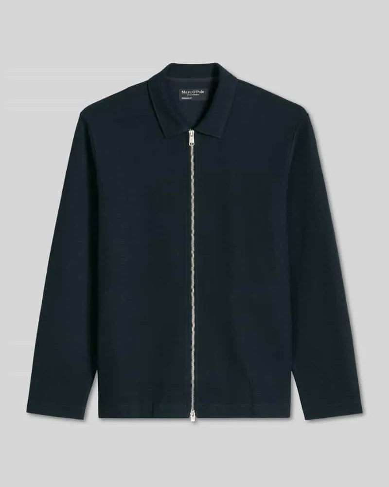 Marc O'Polo Regular Fit Sweatjacke aus reiner Baumwolle mit Zweiwege-Reißverschluss Marine