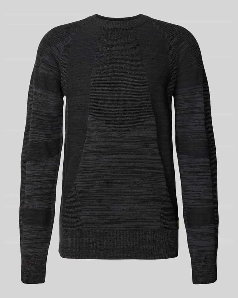 G-STAR RAW Strickpullover mit Logo-Stitching und Rundhalsausschnitt Black