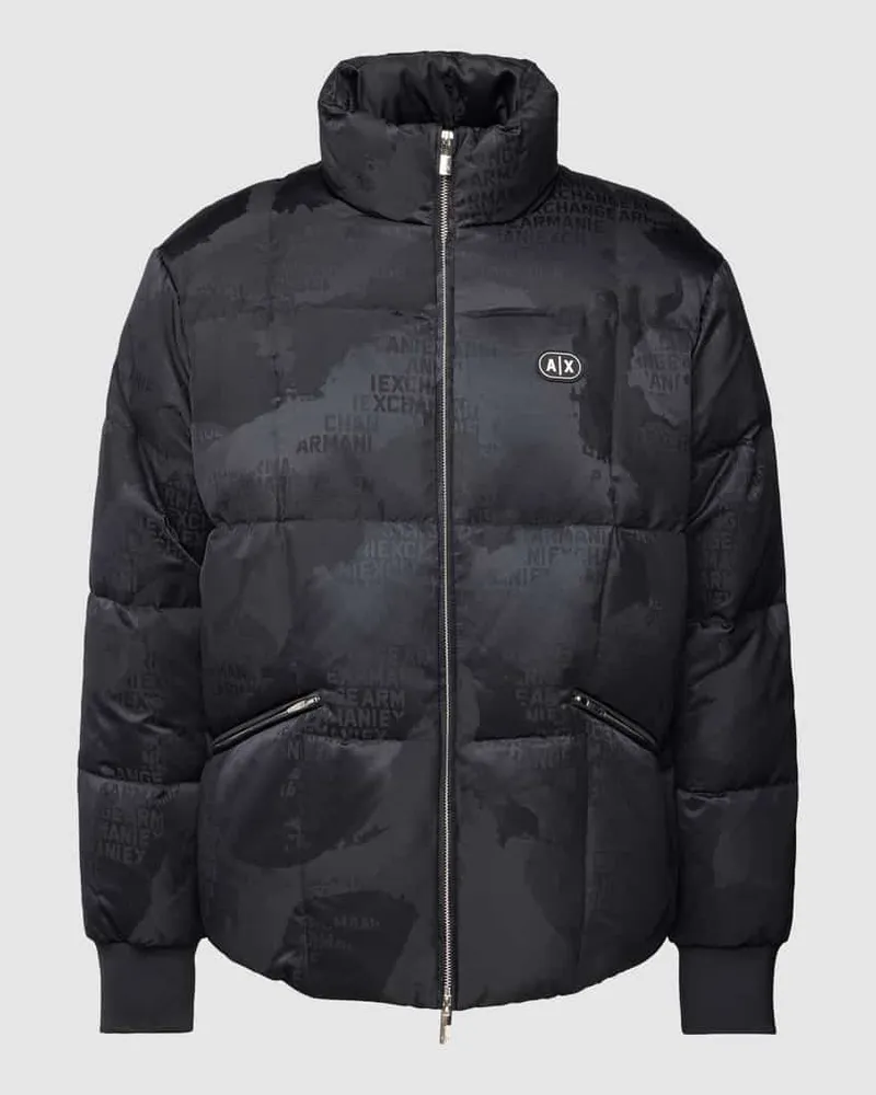 Armani Exchange Steppjacke mit Allover-Muster Dunkelblau