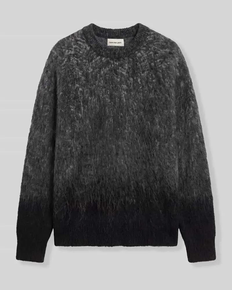 Calvin Klein Relaxed Fit Pullover aus Schurwolle mit Ombre-Effekt Black