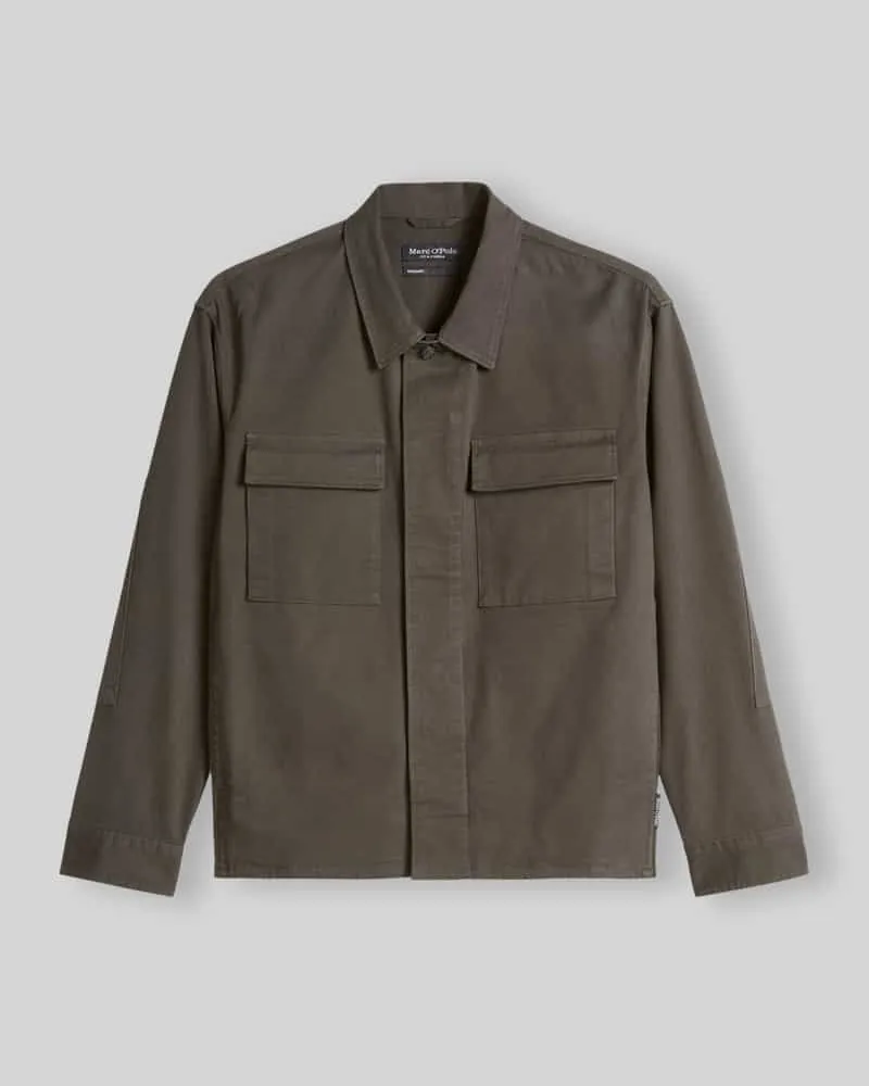 Marc O'Polo Overshirt mit Pattentaschen aus Baumwollmix Dunkelbraun