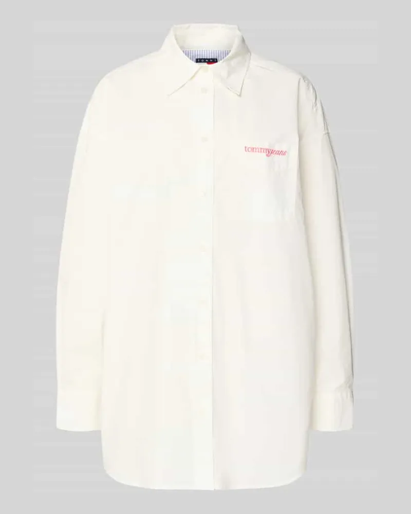 Tommy Hilfiger Oversized Hemdbluse aus Baumwoll-Mix Weiss