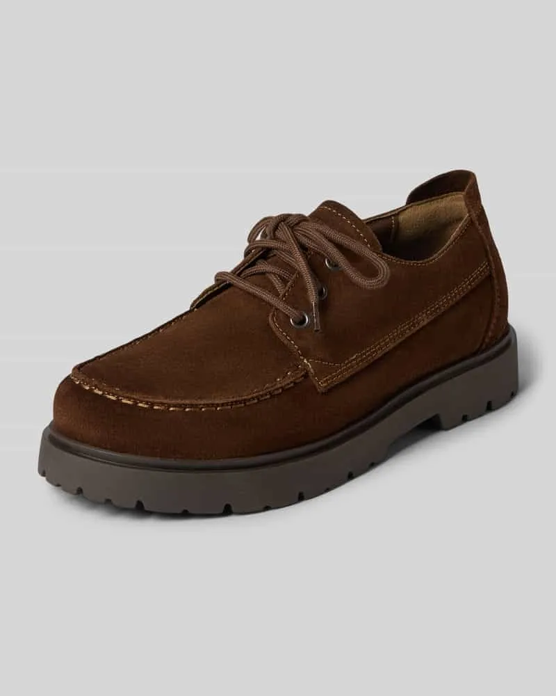 Birkenstock Schnürschuhe aus Leder mit profilierter Sohle Modell 'Highwood Dunkelbraun