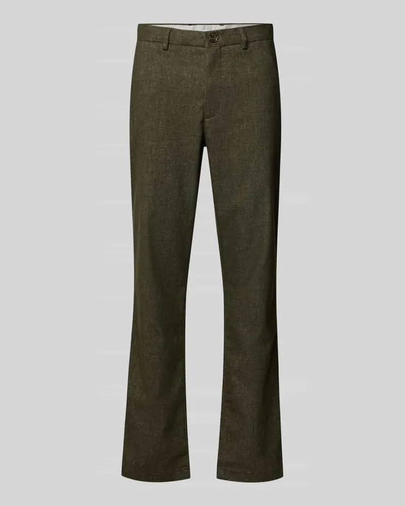 Tommy Hilfiger Slim Fit Gerade Hose aus Baumwoll-Mix mit Viskose-Anteil Modell 'DENTON Oliv