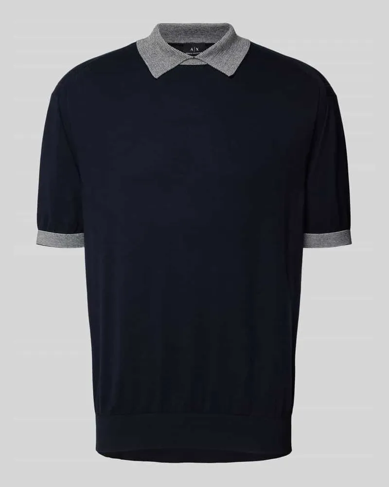 Armani Exchange Regular Fit Poloshirt mit Kontrastbesatz Marine