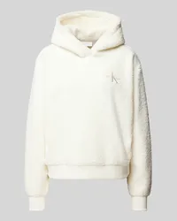 Calvin Klein Fleece-Hoodie mit Label-Stitching Ecru