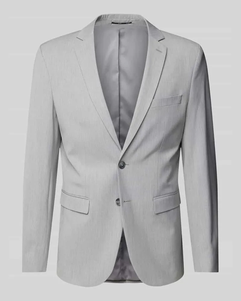 Selected Homme Slim Fit 2-Knopf-Sakko mit Pattentaschen Hellgrau