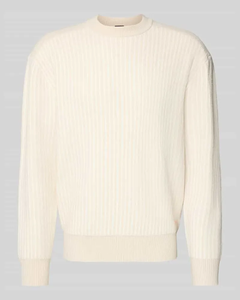HUGO BOSS Regular Fit Pullover aus Schurwolle-Mix MODELL 'KOLTORP Offwhite