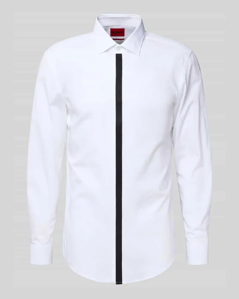 HUGO BOSS Slim Fit Businesshemd aus reiner Baumwolle Modell 'KEIDI Weiss