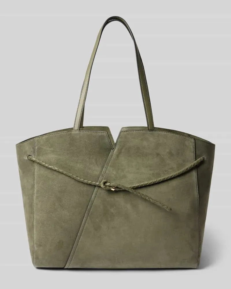 HUGO BOSS Shopper aus echtem Rindsleder Dunkelgruen