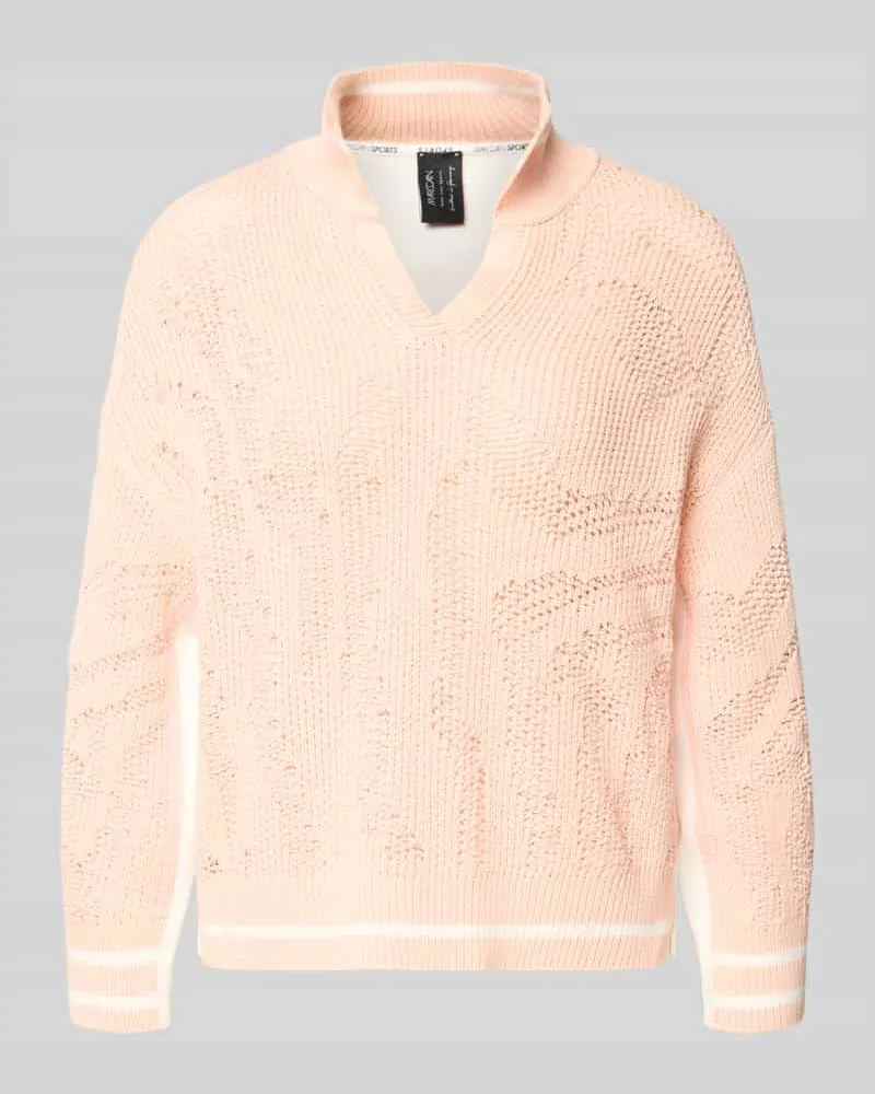 Marc Cain Strickpullover mit Stehkragen und V-Ausschnitt Apricot