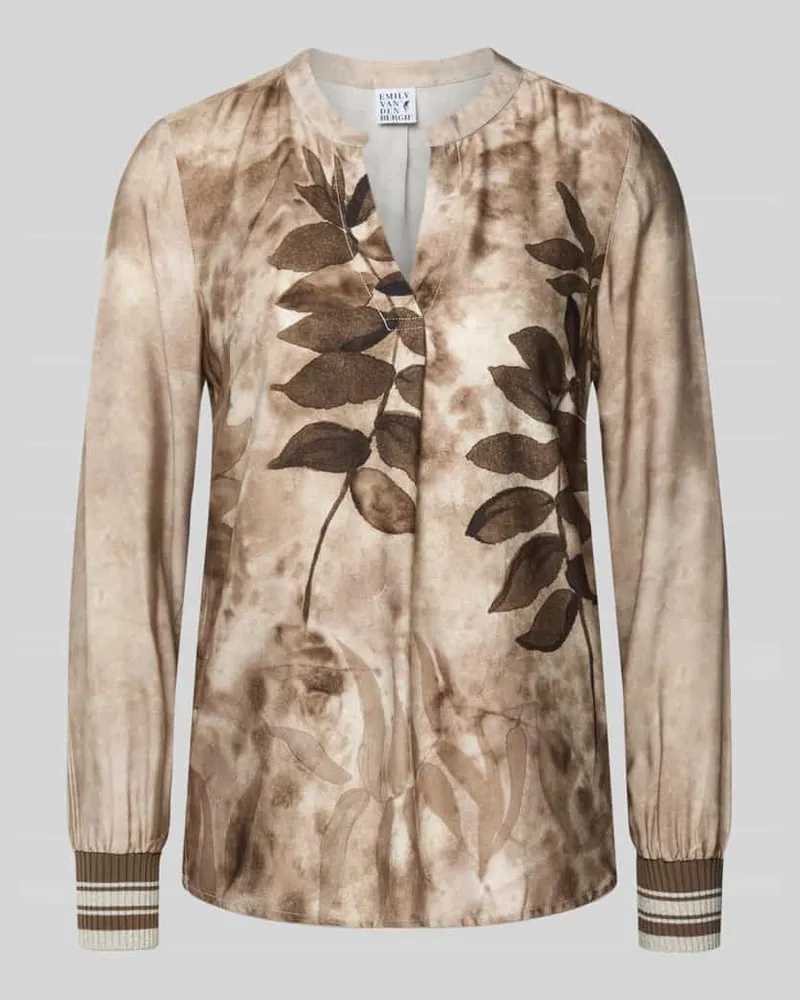 Emily van den Bergh Blusenshirt aus Viskose mit V-Ausschnitt Mittelbraun