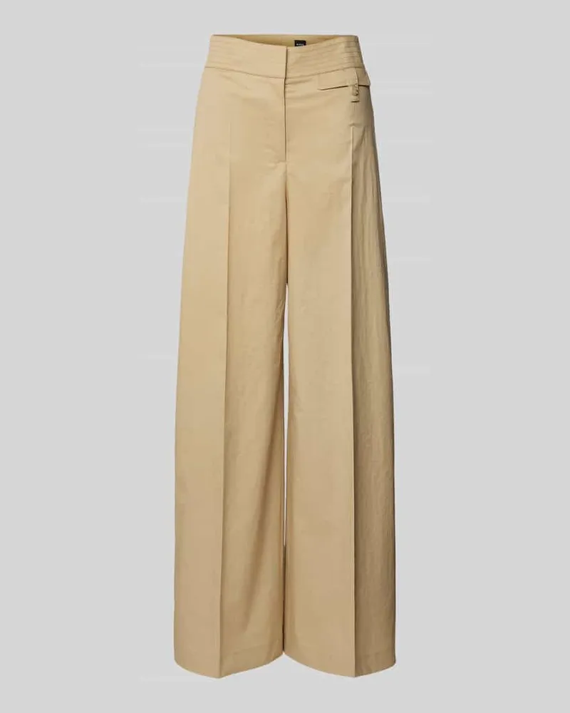 HUGO BOSS Wide Leg Stoffhose mit Bügelfalten Modell 'Tiana Beige