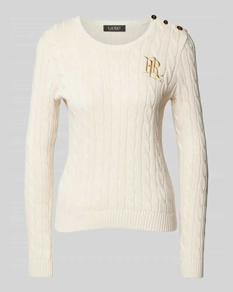 Ralph Lauren Strickpullover mit Label-Stitching Modell 'MONTIVA Offwhite