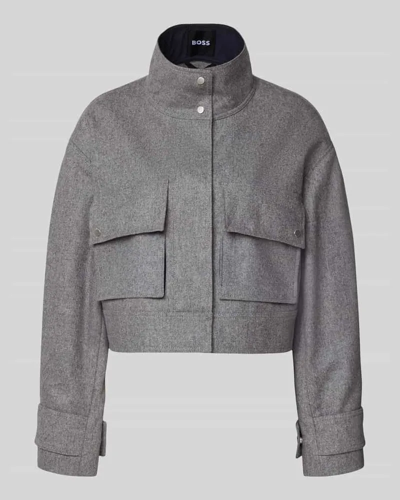 HUGO BOSS Regular Fit Kurzblazer aus Woll-Mix Modell 'JARDIA Hellgrau