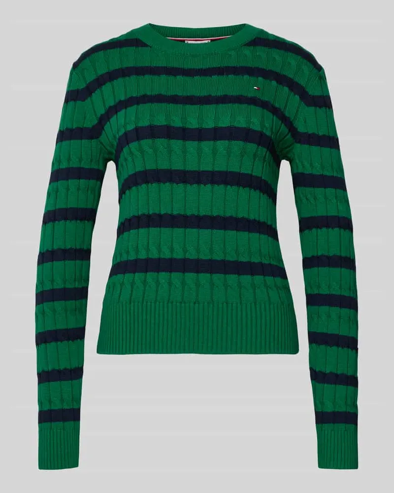 Tommy Hilfiger Slim Fit Strickpullover aus reiner Baumwolle Gruen