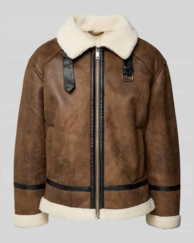 Lindbergh Jacke in Leder-Optik Mittelbraun