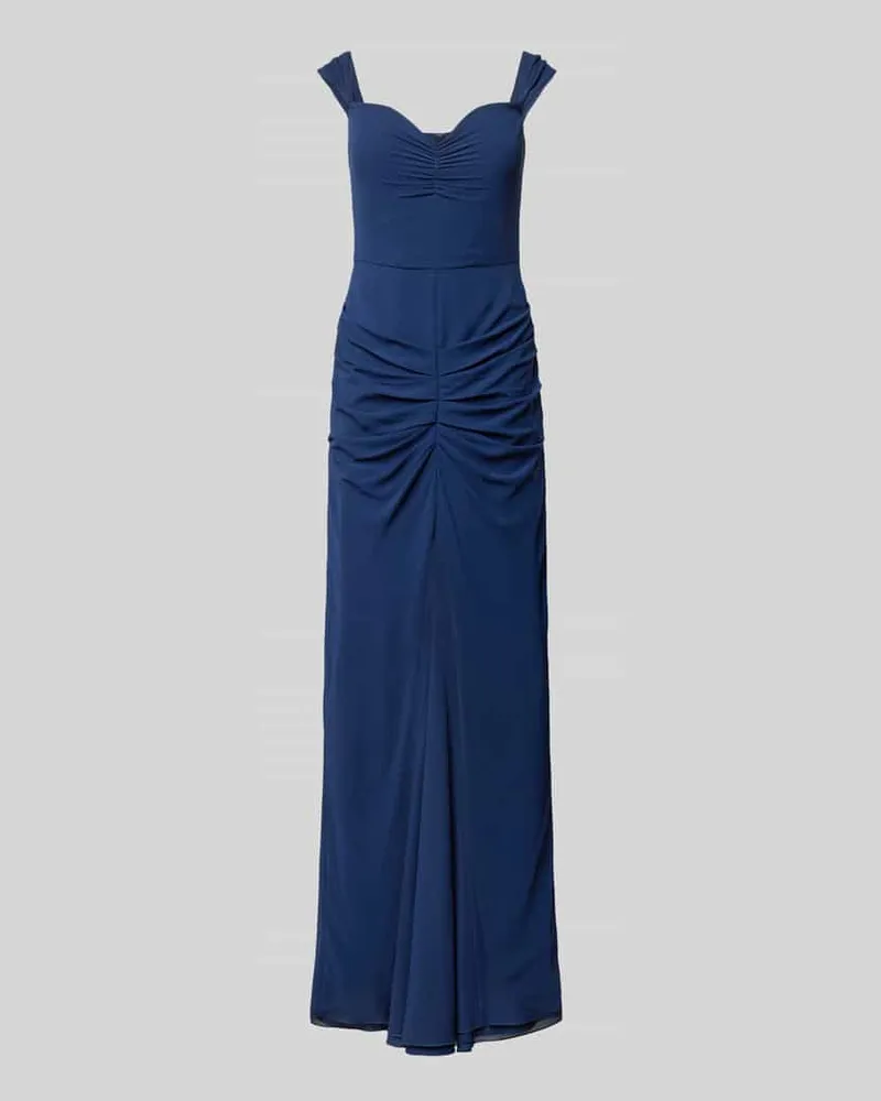 Vera Wang Abendkleid mit Plisseefalten Modell 'CREOLE Dunkelblau