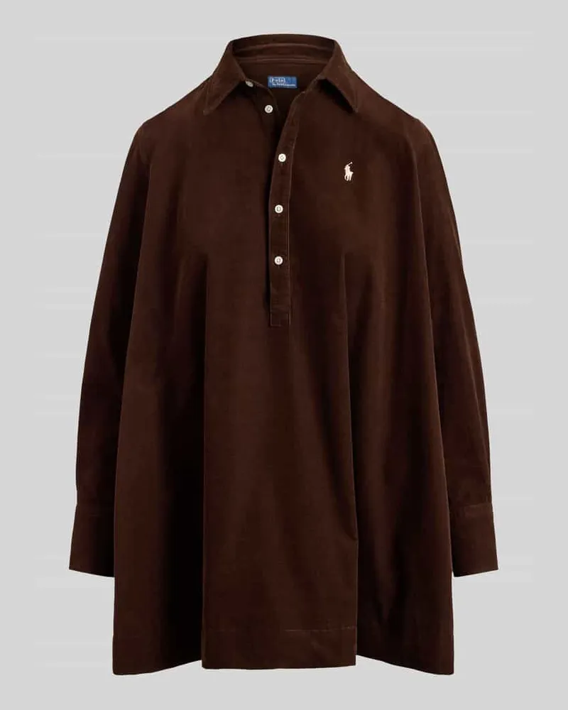 Ralph Lauren A-Linien Freizeitkleid aus reiner Baumwolle Dunkelbraun