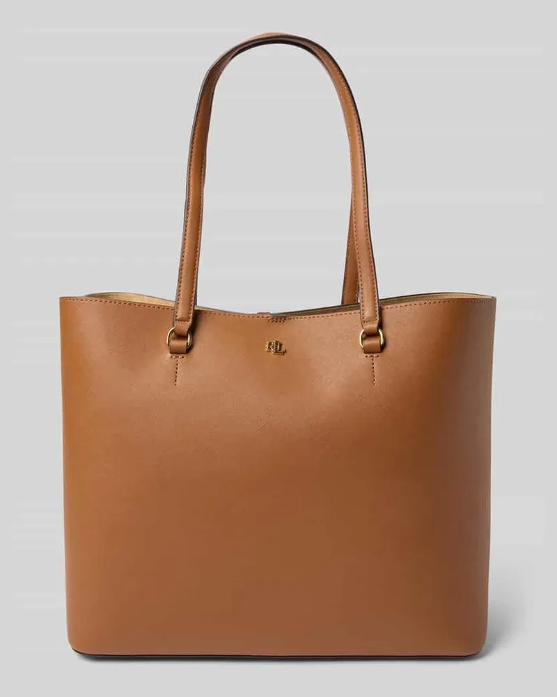 Ralph Lauren Tote Bag aus Leder mit Label-Applikation Modell 'KARLY Cognac
