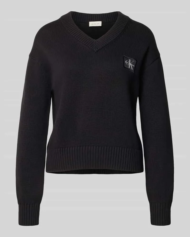 Calvin Klein Strickpullover mit V-Ausschnitt Black