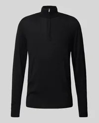 Profuomo Wollpullover mit Troyer-Kragen Black